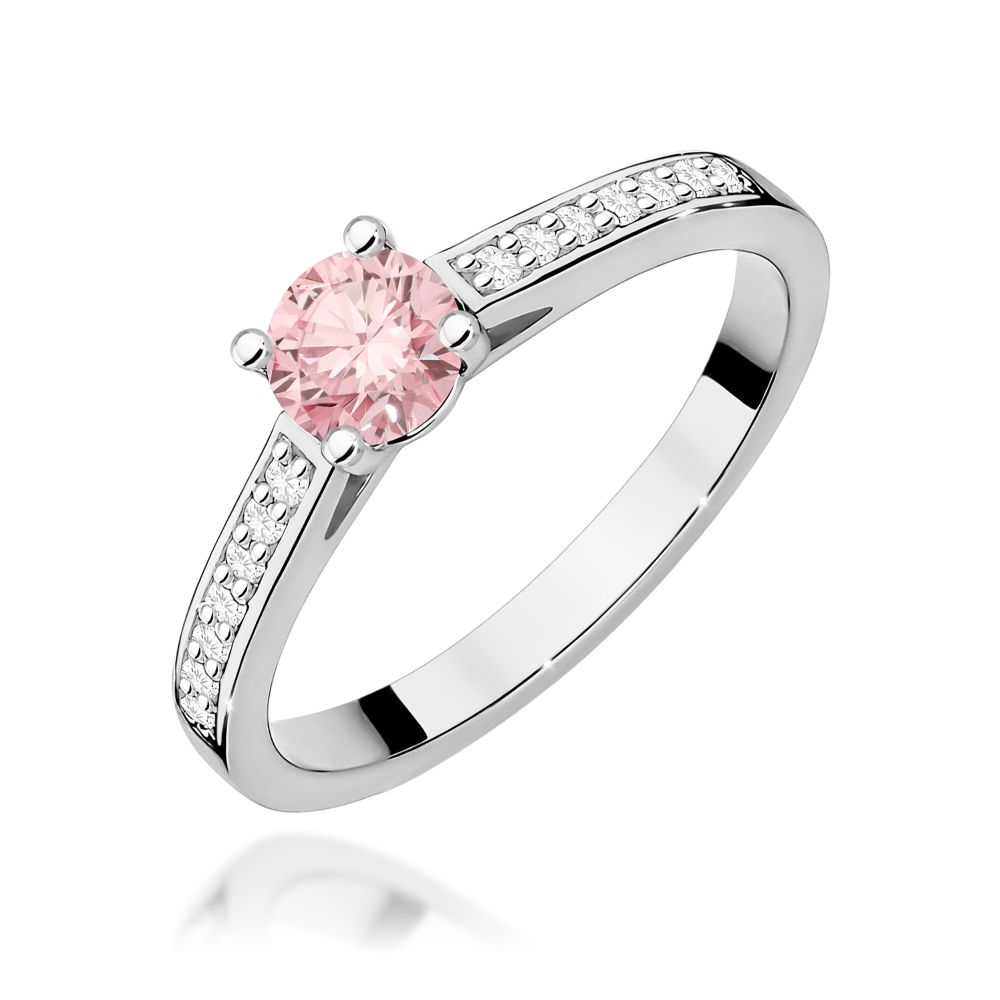 Pierścionek z różowym diamentem laboratoryjnym 0,62 ct, białe złoto 585