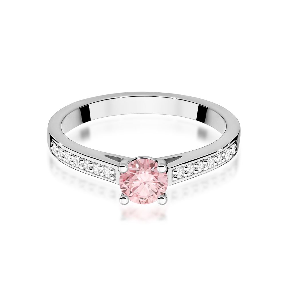 Pierścionek z różowym diamentem laboratoryjnym 0,62 ct, białe złoto 585