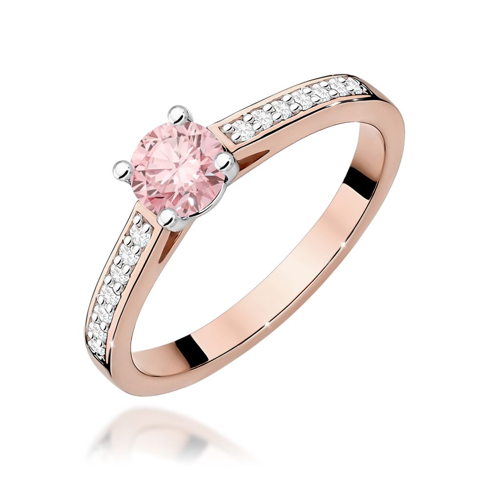 Pierścionek z różowym diamentem laboratoryjnym 0,62 ct, różowe złoto 585