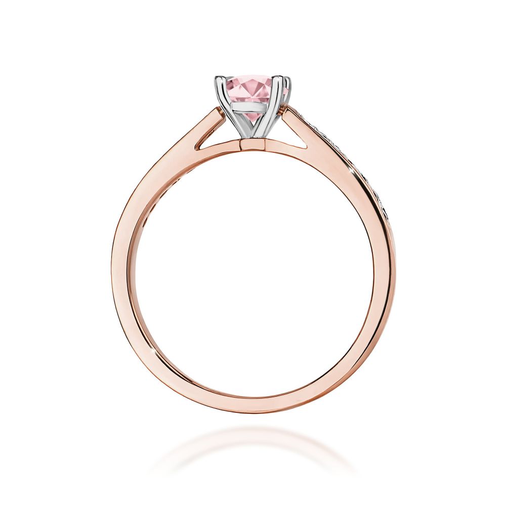 Pierścionek z różowym diamentem laboratoryjnym 0,62 ct, różowe złoto 585