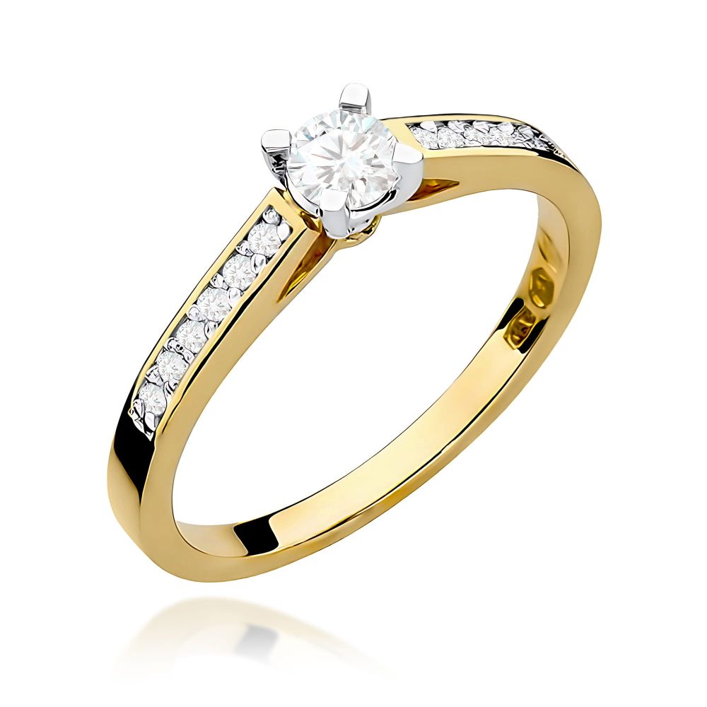 Pierścionek z brylantami 0,36 ct, żółte złoto 585