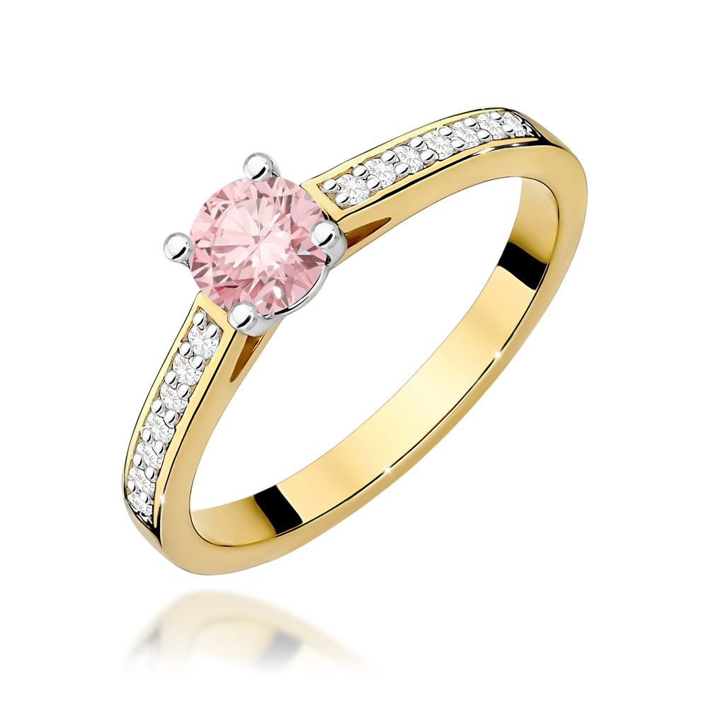 Pierścionek z różowym diamentem laboratoryjnym 0,62 ct, żółte złoto 585