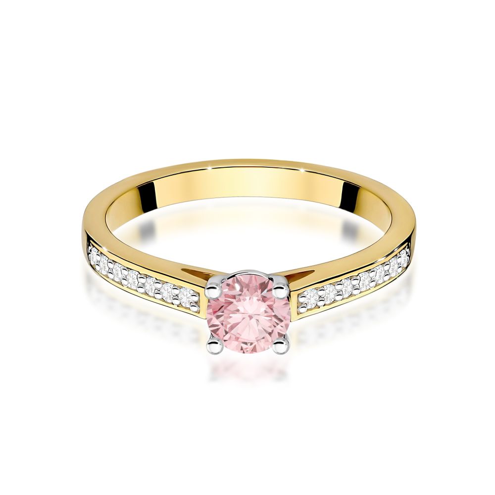 Pierścionek z różowym diamentem laboratoryjnym 0,62 ct, żółte złoto 585