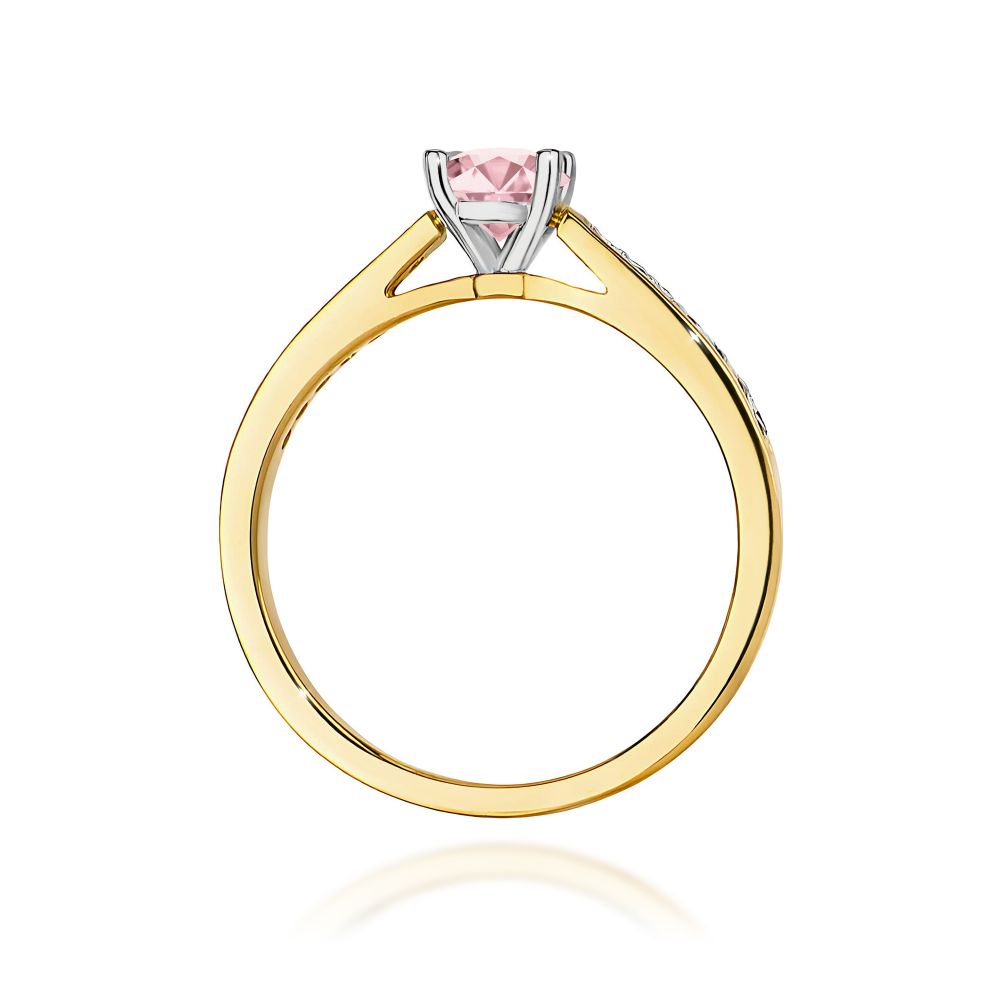 Pierścionek z różowym diamentem laboratoryjnym 0,62 ct, żółte złoto 585