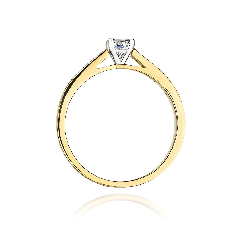 Pierścionek z diamentem laboratoryjnym 0,36 ct, żółte złoto 585