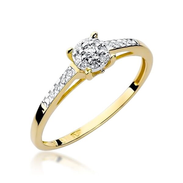 Pierścionek z brylantami 0,12 ct, żółte złoto 585