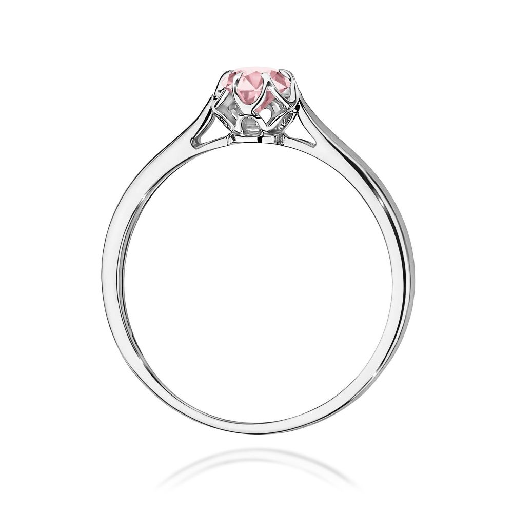 Pierścionek z różowym diamentem laboratoryjnym 0,15 ct, białe złoto 585