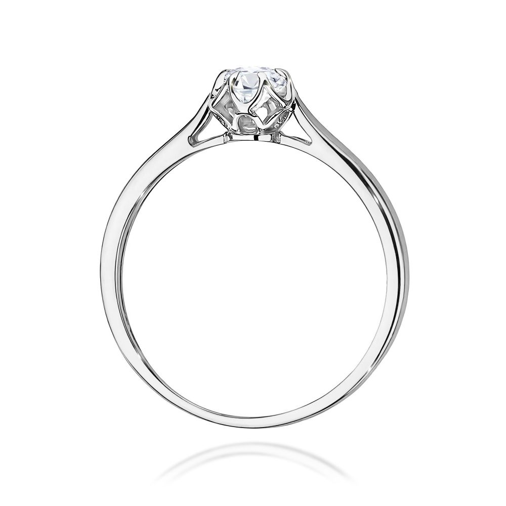 Pierścionek z diamentem laboratoryjnym 0,15 ct, białe złoto 585