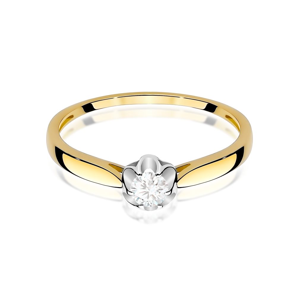 Pierścionek zaręczynowy z brylantem 0,15 ct, żółte złoto 585