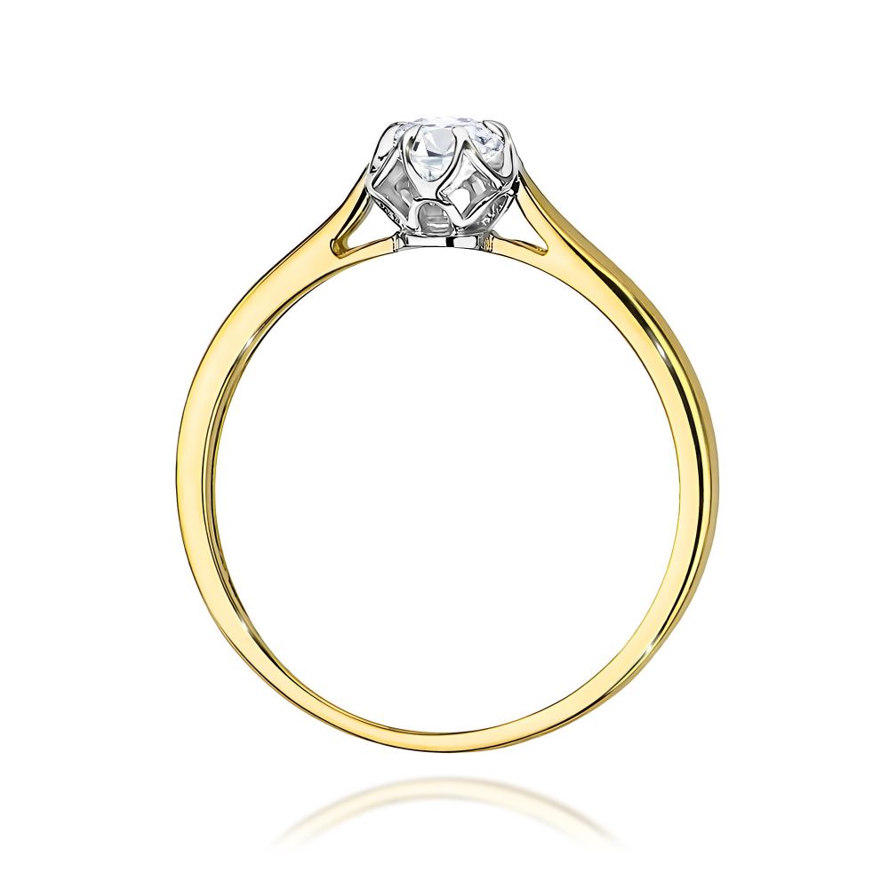 Pierścionek z diamentem laboratoryjnym 0,15 ct, żółte złoto 585