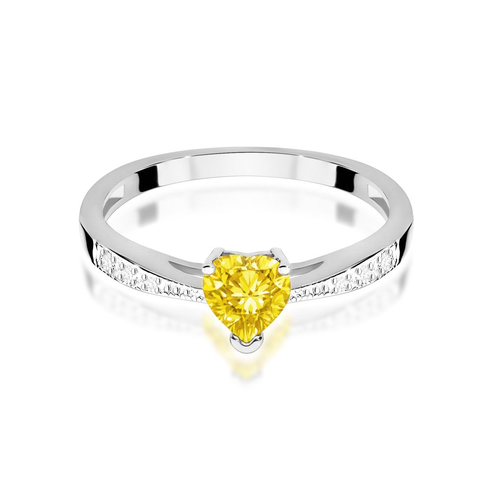 Pierścionek z żółtym diamentem laboratoryjnym 0,53 ct, białe złoto 585