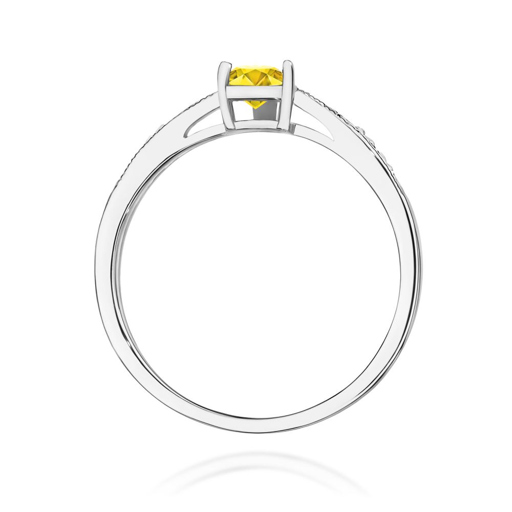 Pierścionek z żółtym diamentem laboratoryjnym 0,53 ct, białe złoto 585