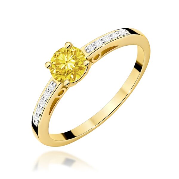 Pierścionek z żółtym diamentem laboratoryjnym 0,55 ct, żółte złoto 585