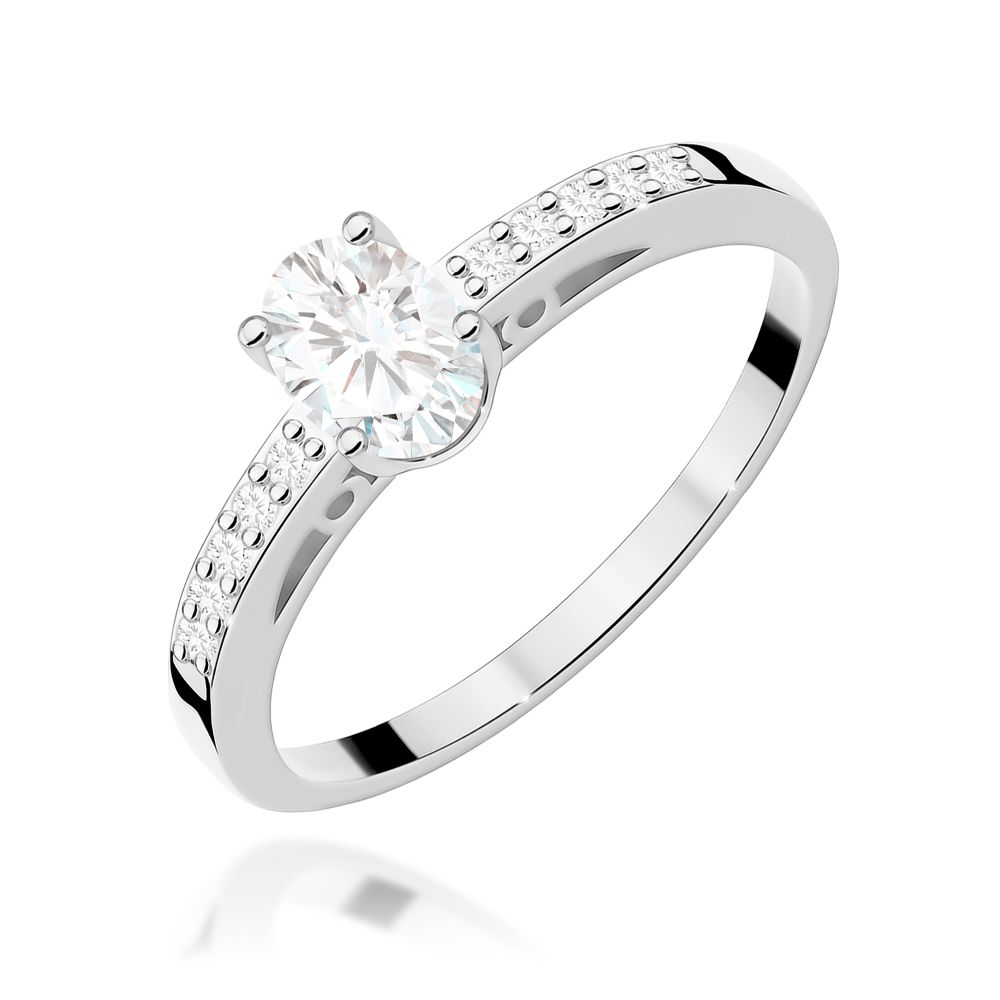 Pierścionek z diamentem laboratoryjnym 0,45 ct, białe złoto 585