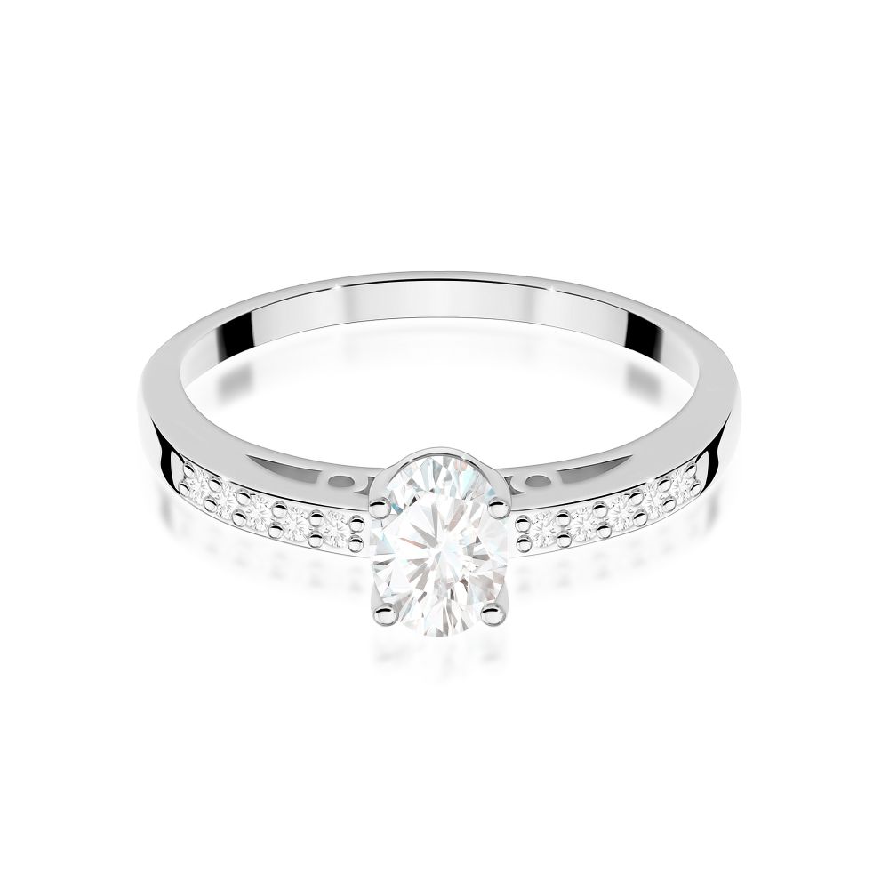 Pierścionek z diamentem laboratoryjnym 0,45 ct, białe złoto 585