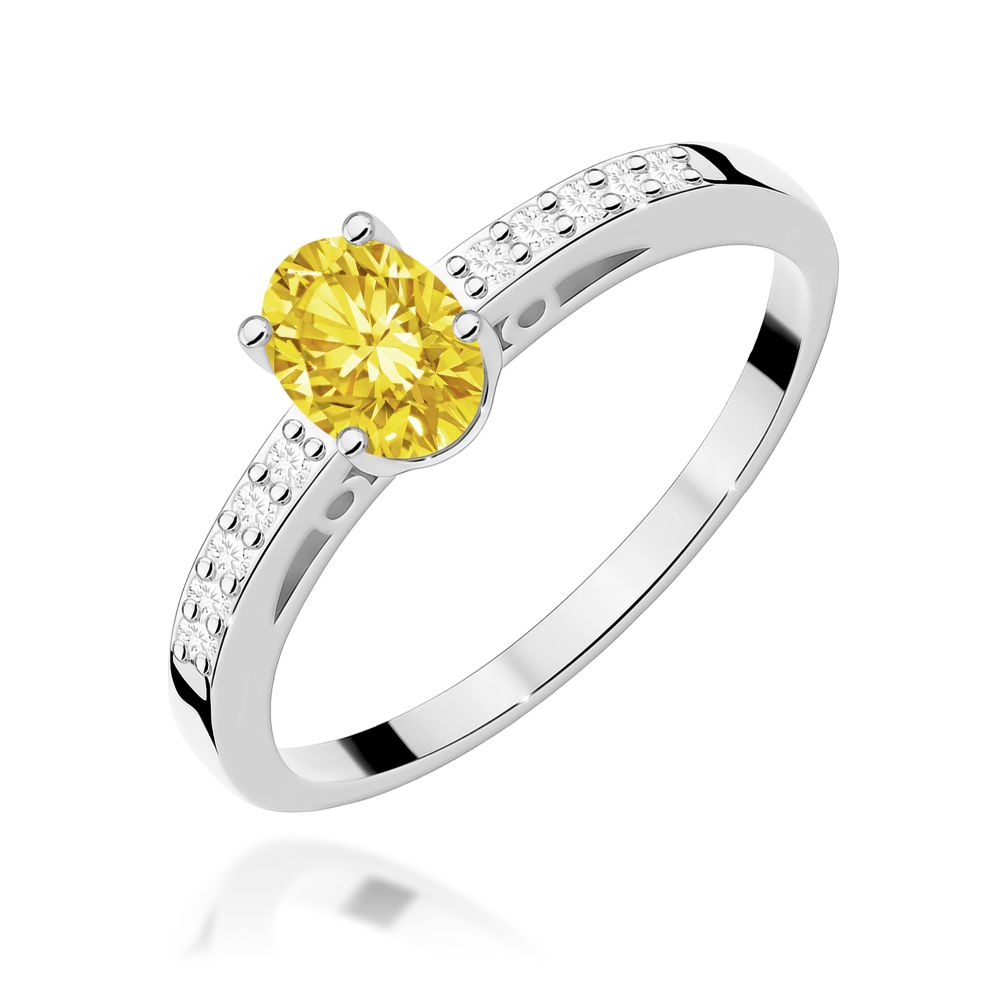 Pierścionek z żółtym diamentem laboratoryjnym 0,55 ct, białe złoto 585