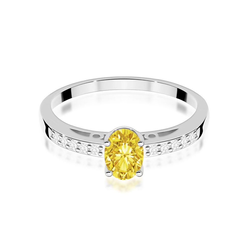 Pierścionek z żółtym diamentem laboratoryjnym 0,55 ct, białe złoto 585