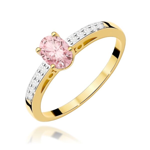 Pierścionek z różowym diamentem laboratoryjnym 0,55 ct, żółte złoto 585