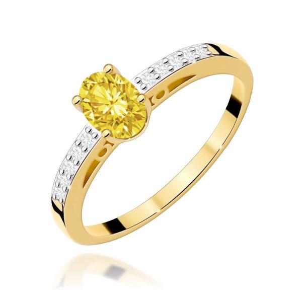 Pierścionek z żółtym diamentem laboratoryjnym 0,55 ct, żółte złoto 585
