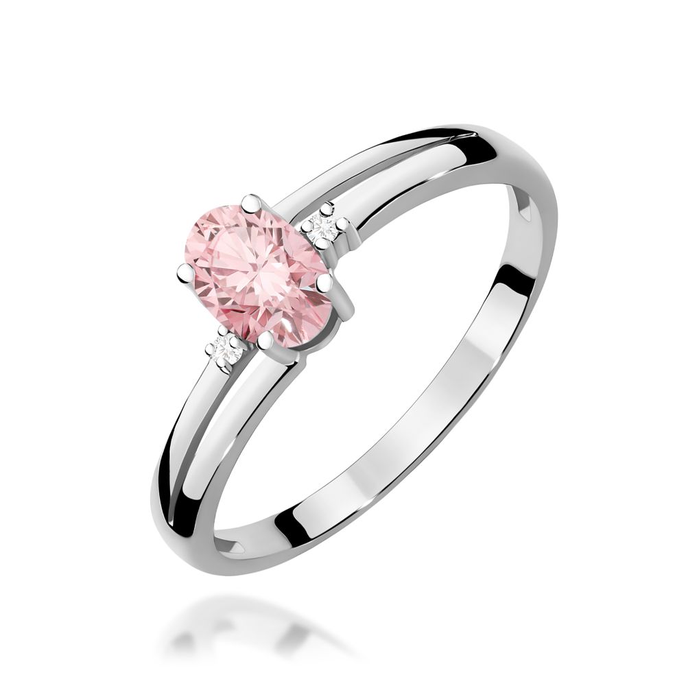 Pierścionek z różowym diamentem laboratoryjnym 0,53 ct, białe złoto 585