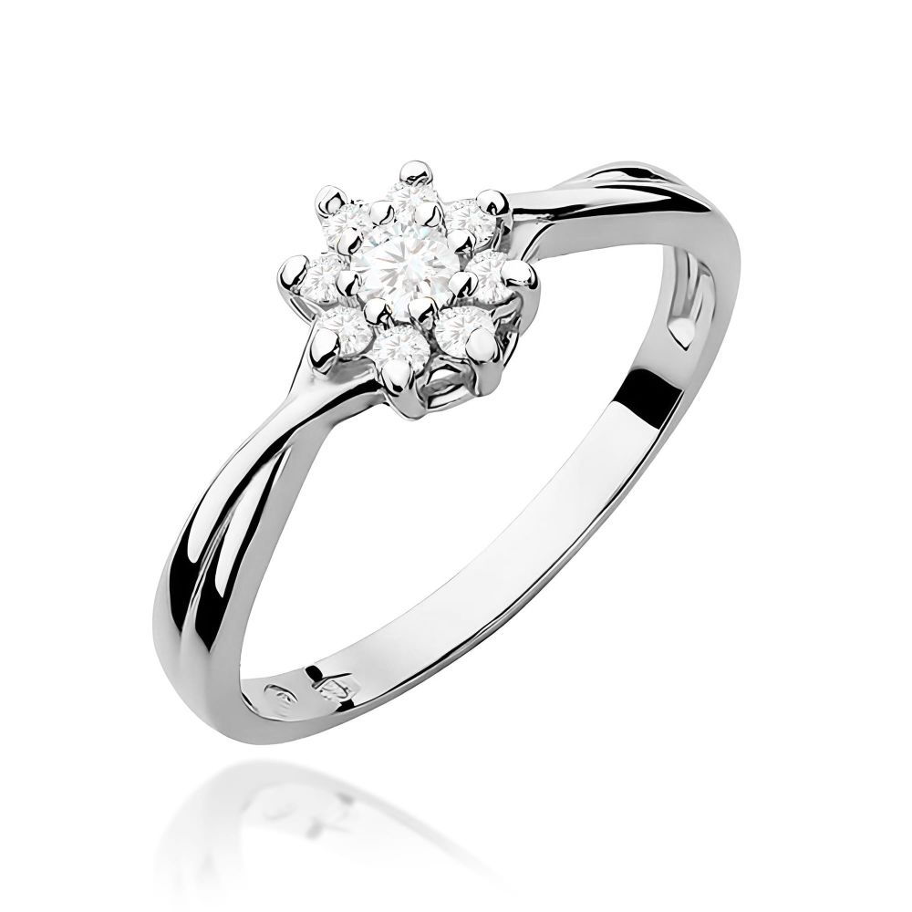 Pierścionek z diamentem laboratoryjnym 0,22 ct, białe złoto 585