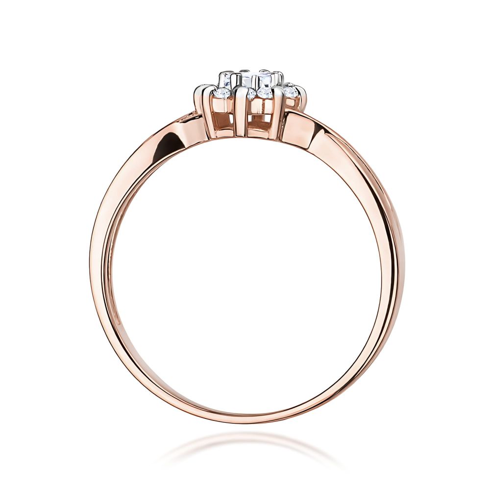 Pierścionek z brylantami 0,22 ct, różowe złoto 585
