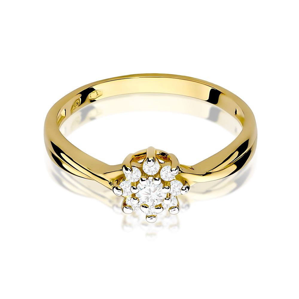Pierścionek z brylantami 0,22 ct, żółte złoto 585
