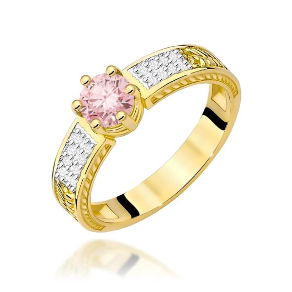 Pierścionek z różowym diamentem laboratoryjnym 0,58 ct, żółte złoto 585
