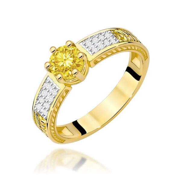 Pierścionek z żółtym diamentem laboratoryjnym 0,58 ct, żółte złoto 585