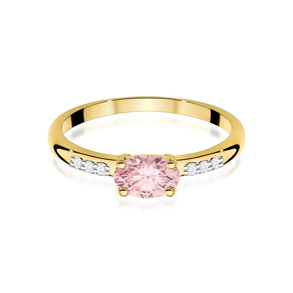 Pierścionek z różowym diamentem laboratoryjnym 0,53 ct, żółte złoto 585