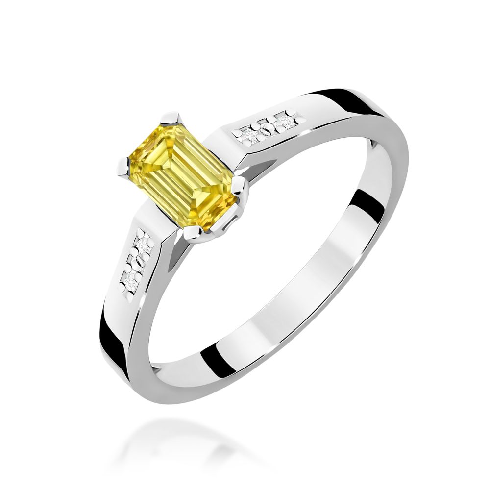 Pierścionek z żółtym diamentem laboratoryjnym 0,54 ct, białe złoto 585