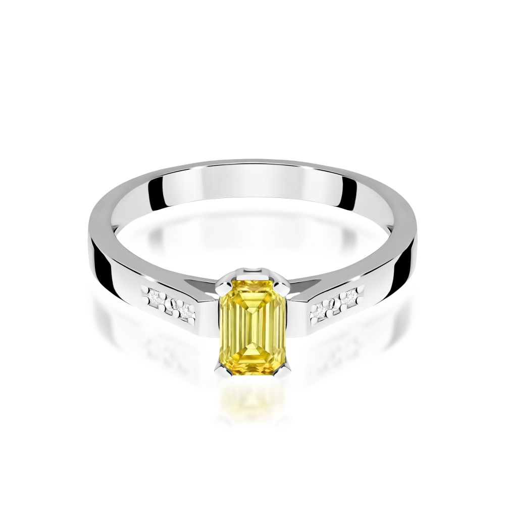 Pierścionek z żółtym diamentem laboratoryjnym 0,54 ct, białe złoto 585