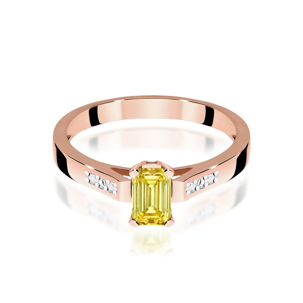 Pierścionek z żółtym diamentem laboratoryjnym 0,54 ct, różowe złoto 585