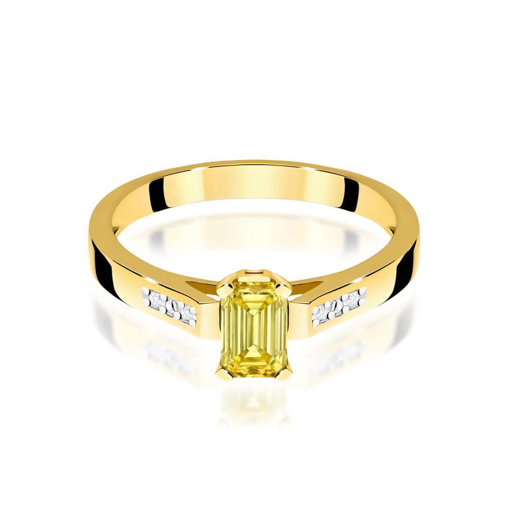 Pierścionek z żółtym diamentem laboratoryjnym 0,54 ct, żółte złoto 585