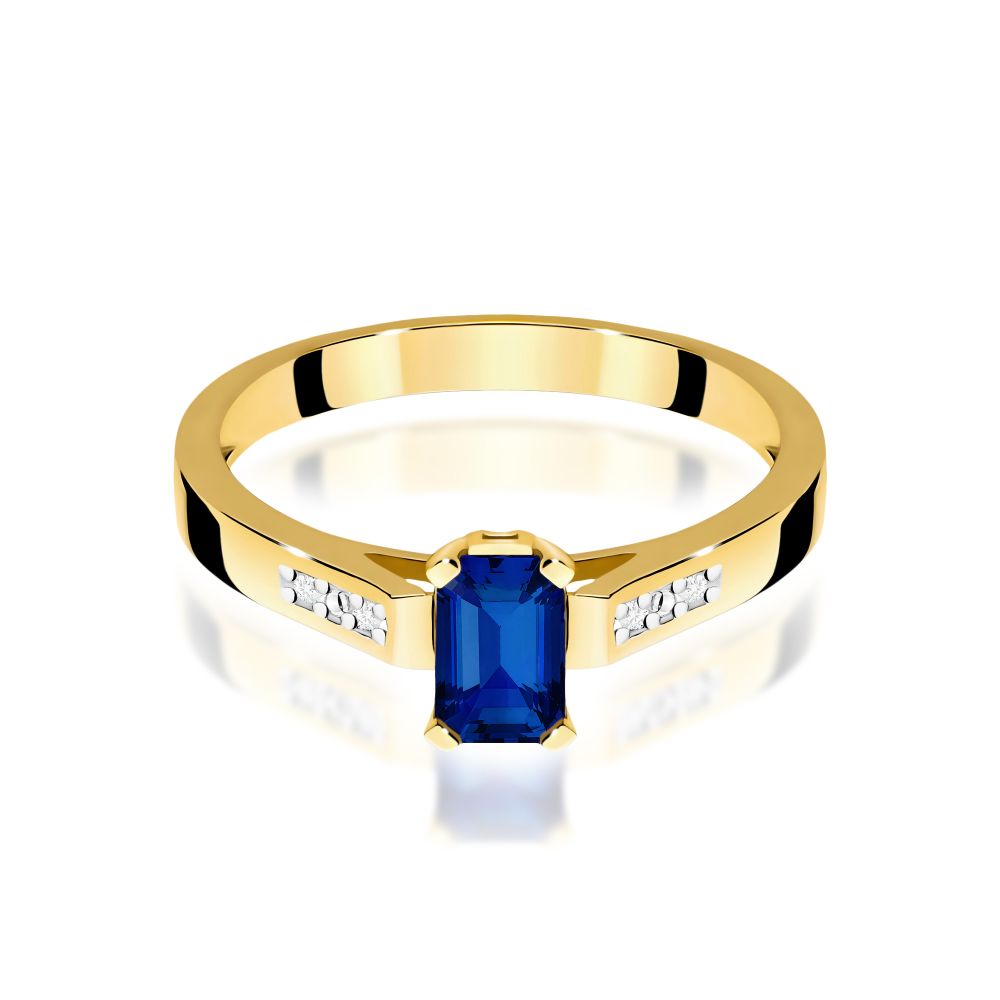 Pierścionek ze szafirem 0,60 ct i brylantami, żółte złoto 585