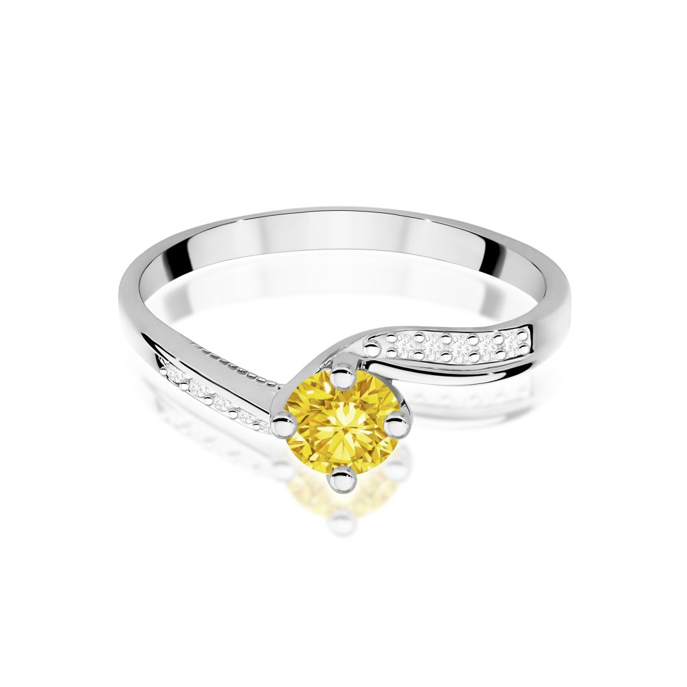 Pierścionek z żółtym diamentem laboratoryjnym 0,55 ct, białe złoto 585