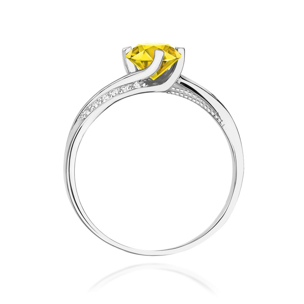 Pierścionek z żółtym diamentem laboratoryjnym 0,55 ct, białe złoto 585