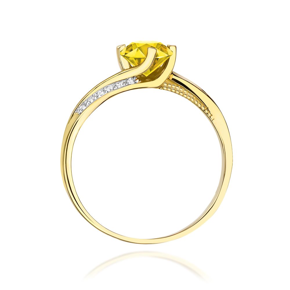 Pierścionek z żółtym diamentem laboratoryjnym 0,55 ct, żółte złoto 585