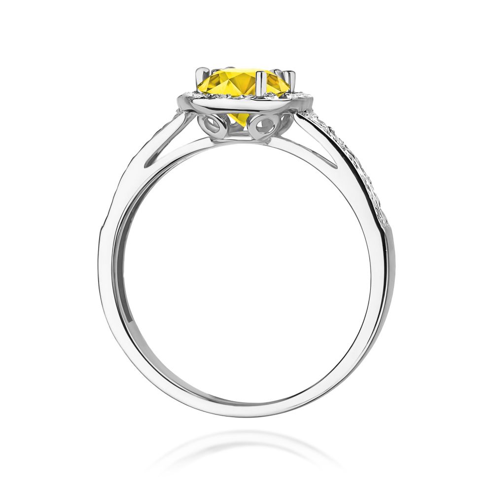 Pierścionek z żółtym diamentem laboratoryjnym 0,70 ct, białe złoto 585