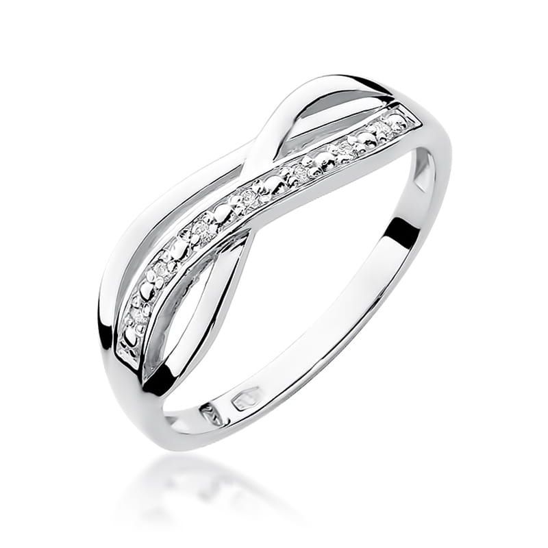 Pierścionek z brylantami 0,06 ct, białe złoto 585