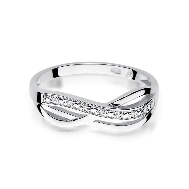 Pierścionek z brylantami 0,06 ct, białe złoto 585