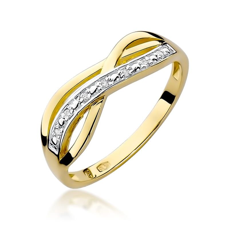 Pierścionek z brylantami 0,06 ct, żółte złoto 585