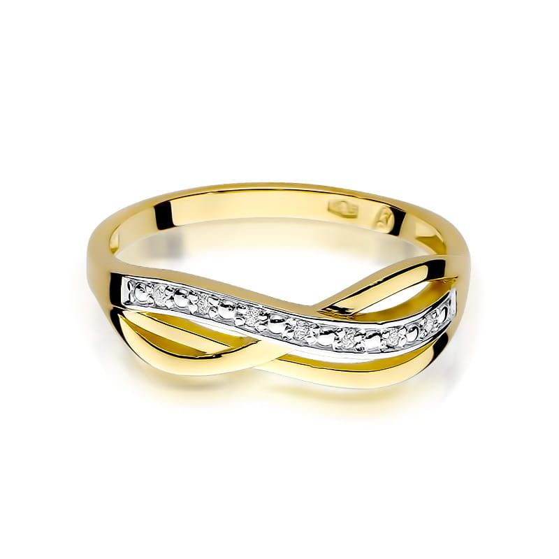Pierścionek z brylantami 0,06 ct, żółte złoto 585