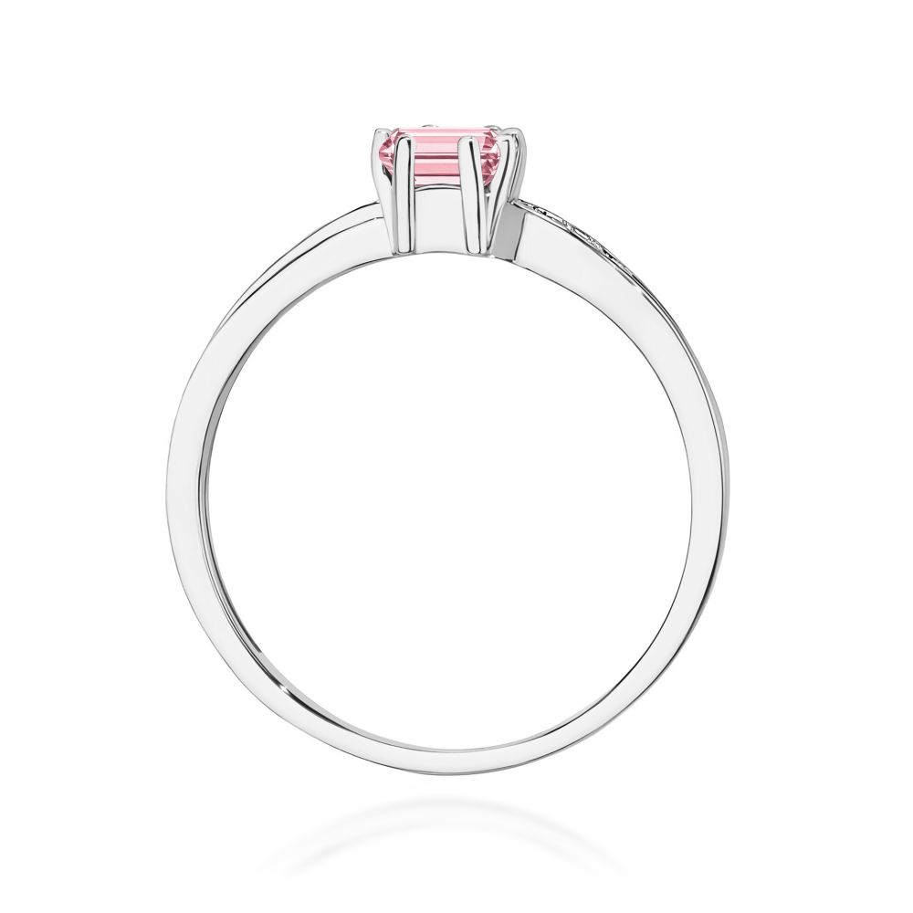 Pierścionek z różowym diamentem laboratoryjnym 0,53 ct, białe złoto 585
