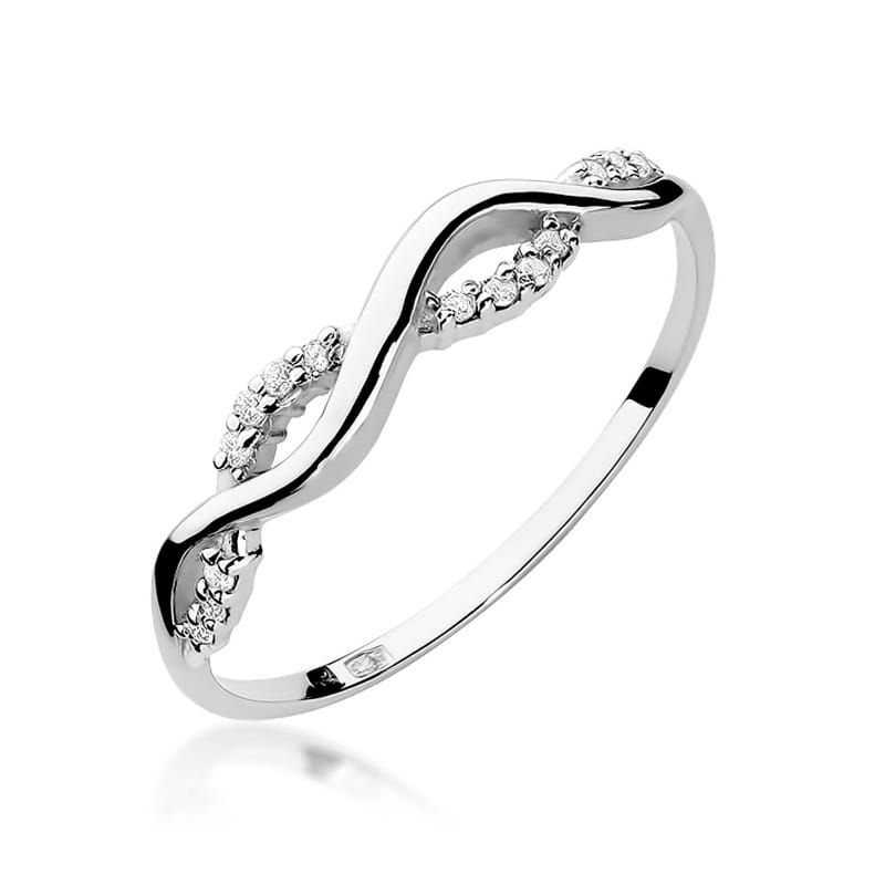 Pierścionek z brylantami 0,07 ct, białe złoto 585