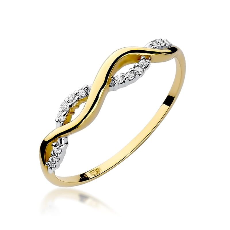 Pierścionek z brylantami 0,07 ct, żółte złoto 585