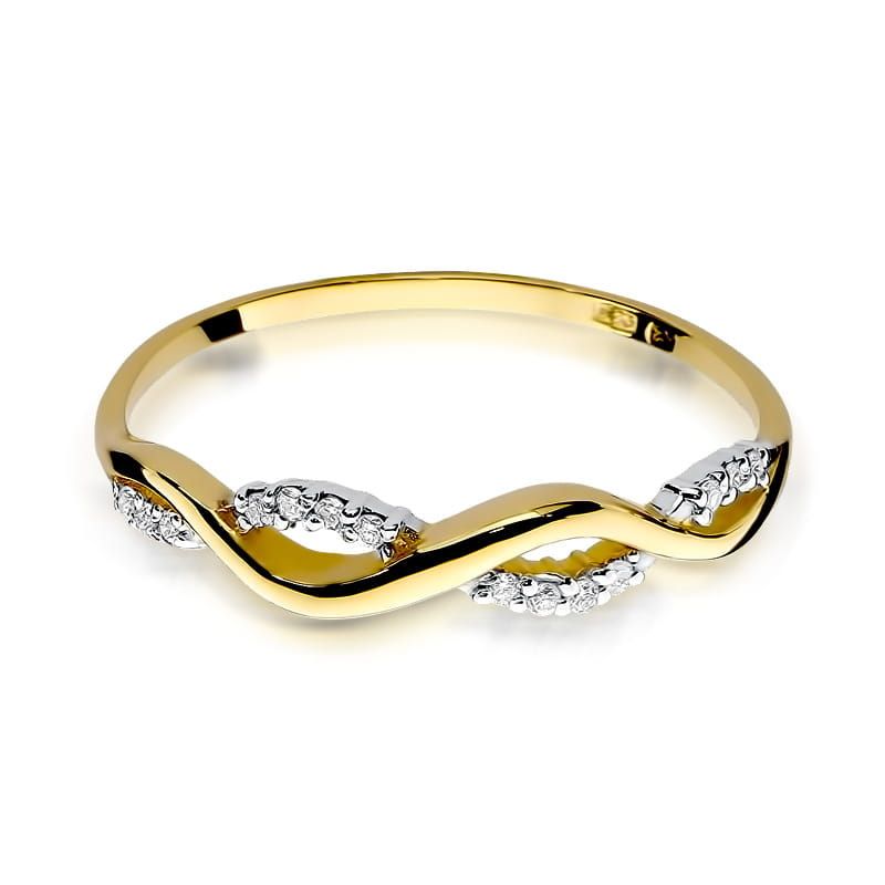 Pierścionek z brylantami 0,07 ct, żółte złoto 585
