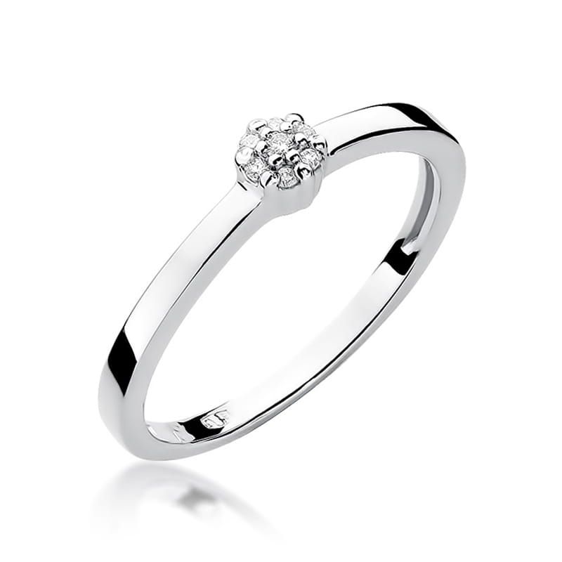 Pierścionek z brylantami 0,04 ct, białe złoto 585