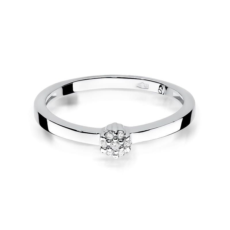 Pierścionek z brylantami 0,04 ct, białe złoto 585