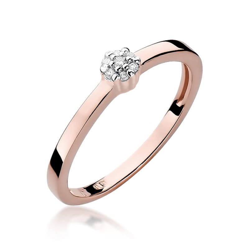 Pierścionek z brylantami 0,04 ct, różowe złoto 585